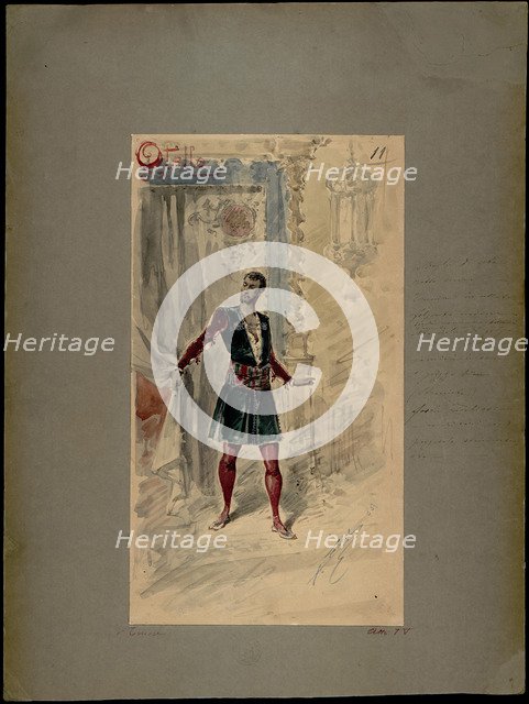 Costume design for the opera Otello by Giuseppe Verdi, world premiere, La Scala, 5 February 1887, 18