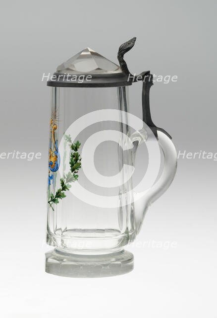 Covered Tankard, Bohemia, c. 1835/45. Creator: Bohemia Glass.