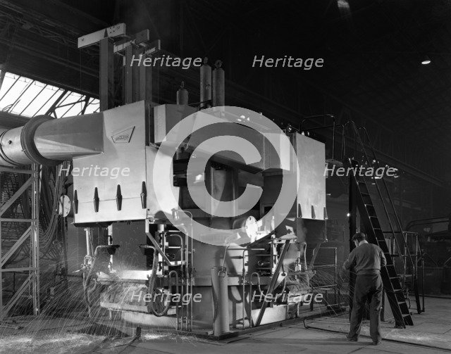 Arc furnace in operation, Sheffield, South Yorkshire, 1964.  Artist: Michael Walters