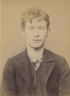 Solier. Auguste. 18 ans, né le 3/3/75 à Cemery-la-Ville. Dessinateur. Anarchiste. 12/1/94., 1894. Creator: Alphonse Bertillon.