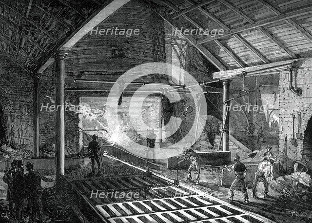 Running the molten iron into the pigs, c1880. Artist: Unknown