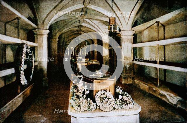 The crypt under the chancel of St George's Chapel, Windsor Castle, 1910 (1911). Creator: Unknown.