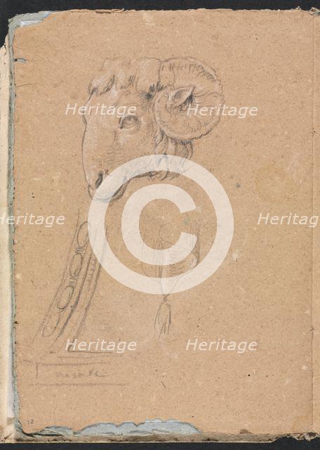 Verona Sketchbook: Ram's head (page12), 1760. Creator: Francesco Lorenzi (Italian, 1723-1787).