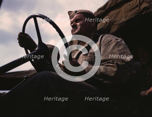 Driver of Marine truck at New River, N.C., 1942. Creator: Alfred T Palmer.