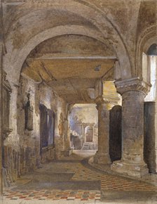 Interior of St Bartholomew's Priory, Smithfield, City of London, c1880. Artist: John Crowther