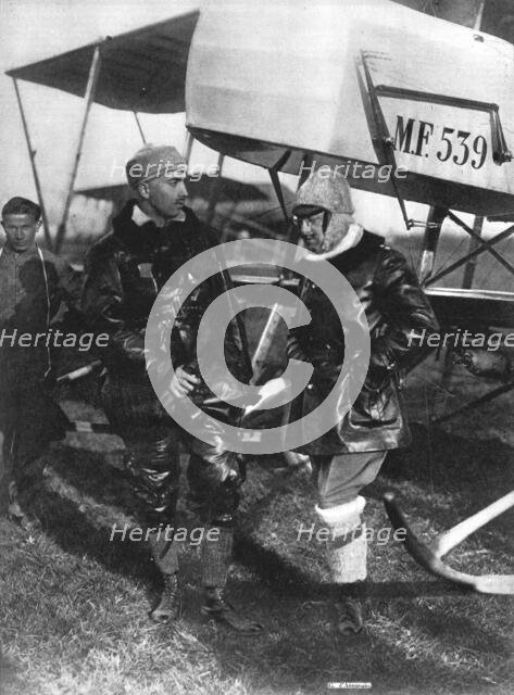 'Gabriele D'Annunzio et son pilote, le capitaine Ermanno Beltramo', c1916. Creator: Unknown.