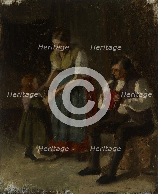 A mother dancing with her little girl, sketch, 1869. Creator: Karl Emanuel Jansson.