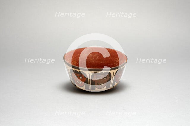 Bowl Depicting Human Heads, Likely Trophy Heads, 180 B.C./A.D. 500. Creator: Unknown.