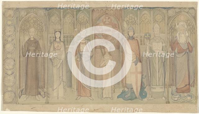 Design for the Tweede Bossche Wand: seven standing saints., c. 1869-c. 1925. Creator: Antoon Derkinderen.