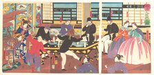 Foreigners Enjoying a Party, 1st month, 1861. Creator: Utagawa Yoshitora.
