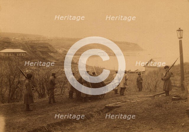 Exiled Captives Carting Manure at Korsakov Post in Southern Sakhalin, 1880-1899. Creator: Innokenty Ignatievich Pavlovsky.