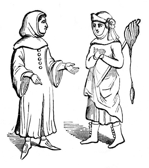 Costume of the commonality, 14th century, (1910). Artist: Unknown