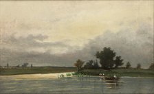 Landscape with Ponds and Storks, c1875. Creator: Wladyslaw Malecki.