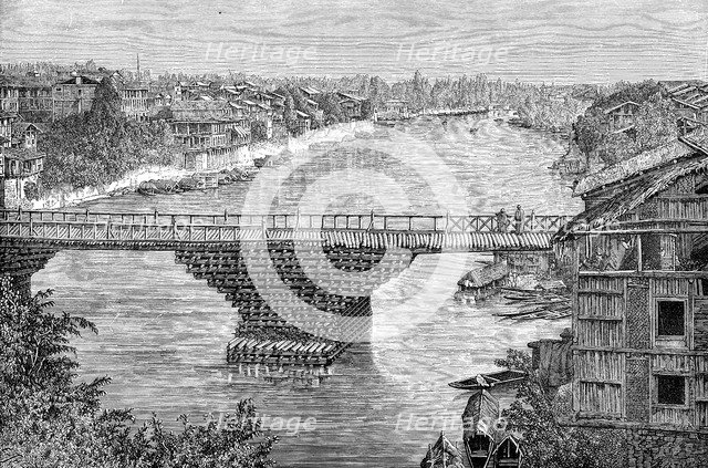 The Srinagar Bridge over the river Jhelum, Pakistan, 1895. Artist: Unknown