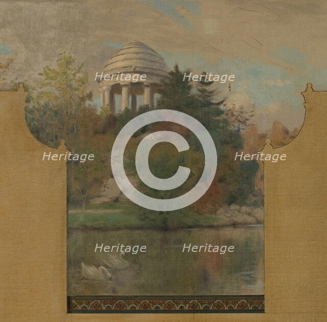 Esquisse pour la mairie de Vincennes : Le lac Daumesnil, 1898. Creator: Maurice Chabas.