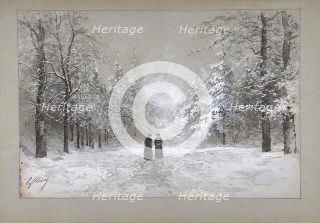 Winter Scene with Two Men, 1830-90. Creator: Eugene Ciceri.