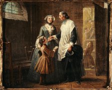 L'Abbé de Catéchisme recevant un enfant amené par sa sœur, c1750. Creator: Pierre Louis Dumesnil.
