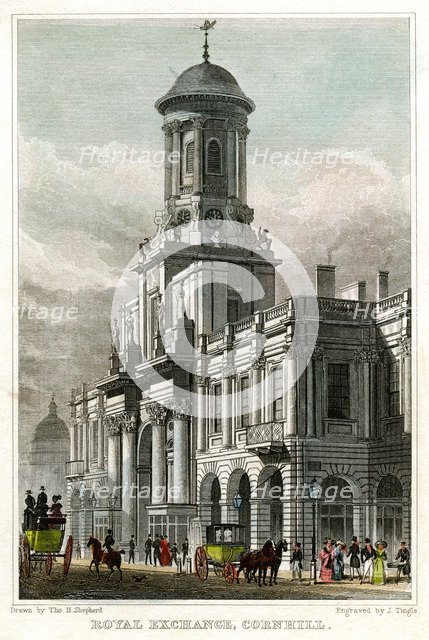 Royal Exchange, Cornhill, City of London, 1829.Artist: J Tingle