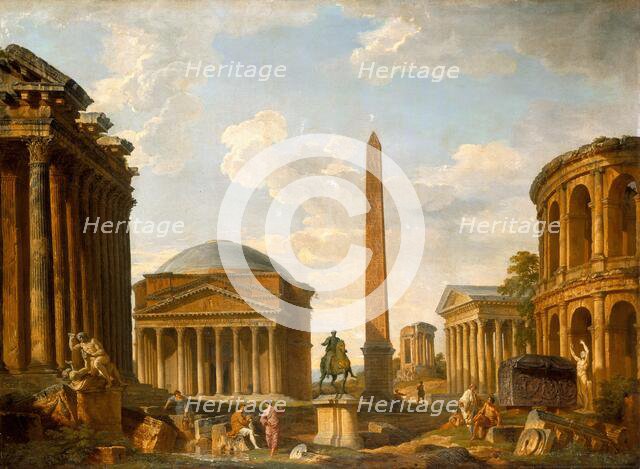 Roman Capriccio: The Pantheon and Other Monuments, 1735. Creator: Giovanni Paolo Panini.