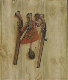 Trompe l'Oeil with Pistols;Board Partition with Pistols, 1672. Creator: Cornelis Norbertus Gysbrechts.