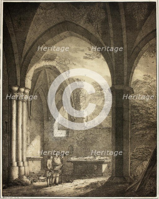 Ruin of the Church of Our Lady with the Tombstones of Genevieve and the Count..., 1821. Creator: Domenico Quaglio II.