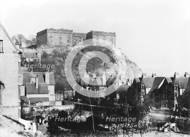 Nottingham Castle west front from the Park, Nottinghamshire, c1910(?). Artist: Unknown