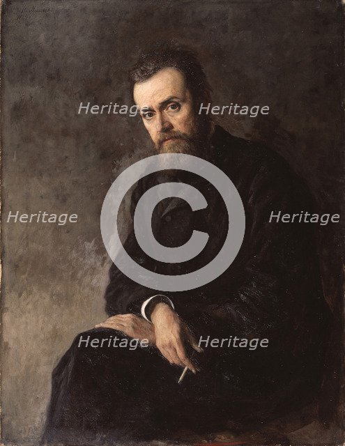 Portrait of the author Gleb Uspensky (1843-1902), 1884. Artist: Yaroshenko, Nikolai Alexandrovich (1846-1898)