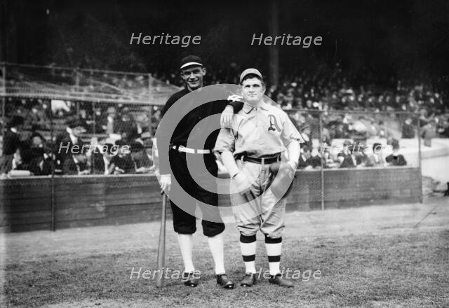 Rube Marquard, New York, NL & Paddy Livingston, Philadelphia, AL at World Series (baseball), 1911. Creator: Bain News Service.