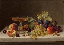 Still Life with Summer Fruits and Champagne , 1875. Creator: Preyer, Emilie (1849-1930).
