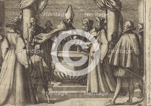 Baptism of the Prince of Spain [verso], 1612. Creator: Jacques Callot.