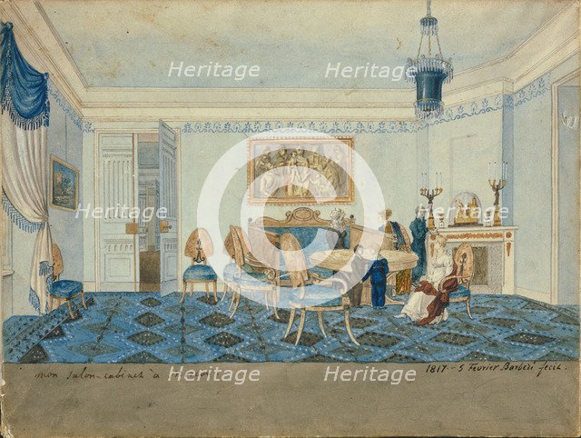 Salon Interior in the House of Zinaida Volkonskaya in Moscow, 1817. Artist: Barberi, Michelangelo (active Early 19th cen.)
