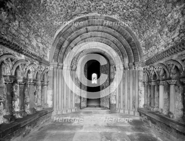 Interior of the north porch of Southwell Minster, Nottinghamshire, c1860-c1922. Artist: Henry Taunt.