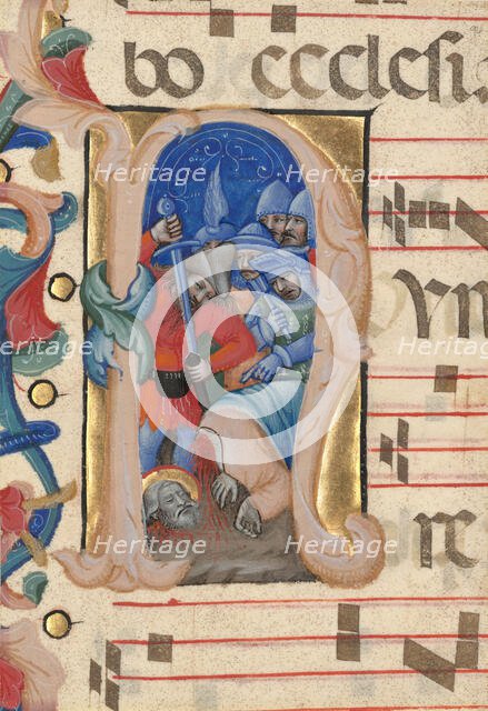 Initial N: The Beheading of Saint Paul, about 1392-1402. Creator: Niccolo di Giacomo da Bologna.
