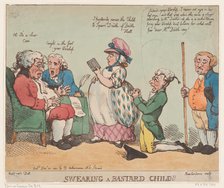 Swearing a Bastard Child!, December 20, 1800., December 20, 1800. Creator: Thomas Rowlandson.