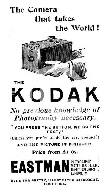Advertisement for Kodak cameras, 1893. Artist: Unknown