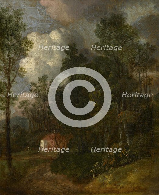 A Wooded Landscape with Figures by a House, c1790s. Creator: Thomas Gainsborough.