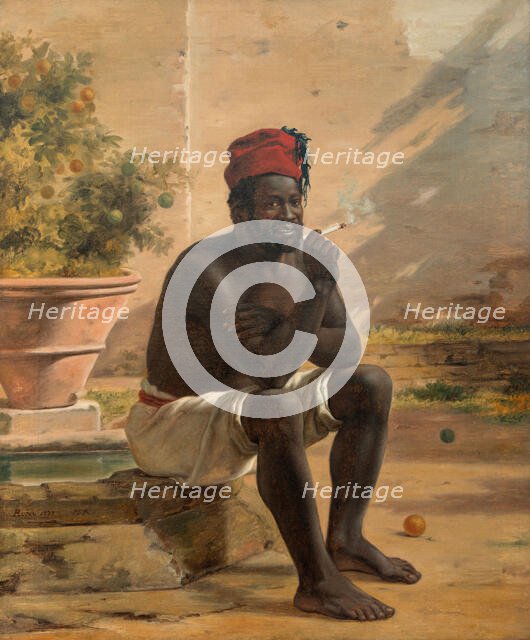 A Sitting Nubian, Rome, 1839. Creator: Martinus Rorbye.