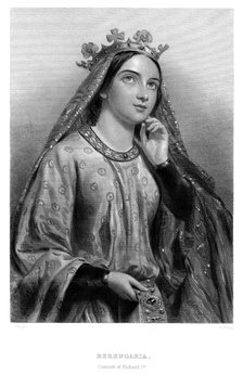 Berengaria of Navarre (c1164-1230), queen consort of King Richard I, 19th century.Artist: B Eyles
