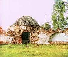 Turret in an old church wall. Six versts from the city of Polotsk, 1912. Creator: Sergey Mikhaylovich Prokudin-Gorsky.