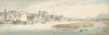 View of town on a river (Carwitham Castle), 1775-1827. Creator: Thomas Rowlandson.