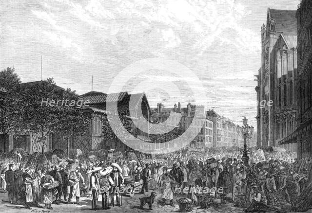 The Paris Halles Centrales at daybreak, 1869. Creator: Unknown.