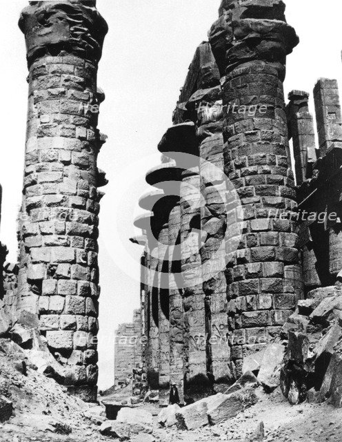 Colonnade, hypostyle hall, Egypt, 1878. Artist: Felix Bonfils