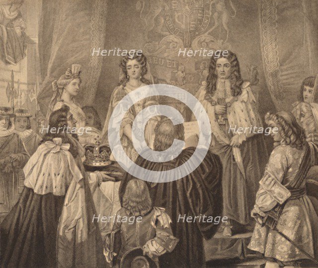 'The Crown Offered to William and Mary, 1689', 1886. Artist: Herbert Bourne.