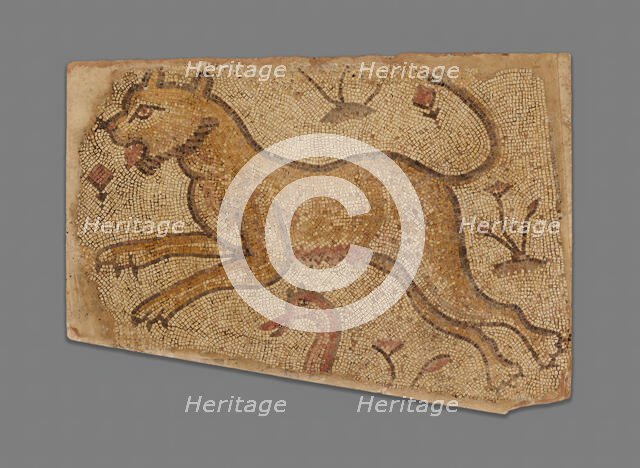 Leaping Feline in Floral Field, 4th-5th century. Creator: Unknown.