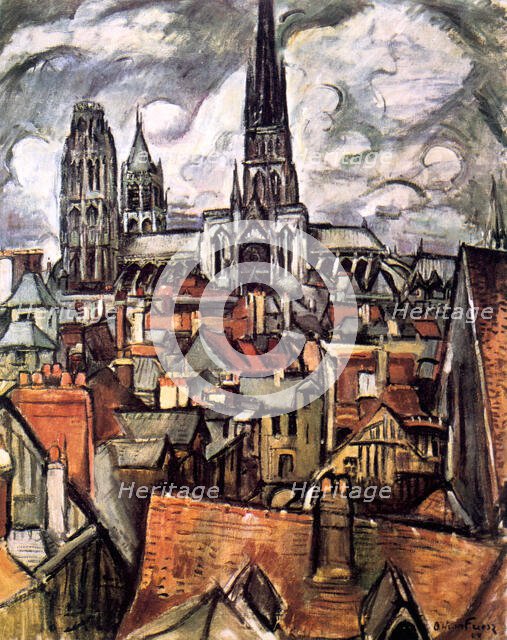 'Roofs and Cathedral in Rouen', 1908. Artist: Othon Friesz