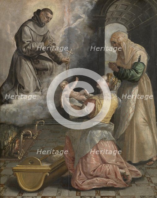 Saint Didacus Brings the Stillborn Girl to Life, c1560-1600. Creator: Martin de Vos.