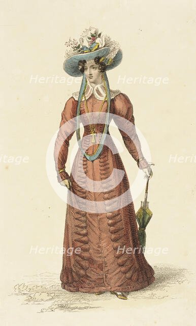 Fashion Plate (Promenade Dress), 1826. Creator: Rudolph Ackermann.