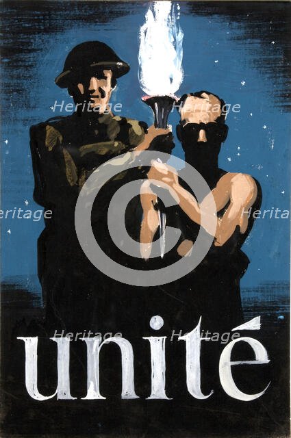 'Unité', World War II poster, between 1939 and 1946. Creator: Central Office of Information.