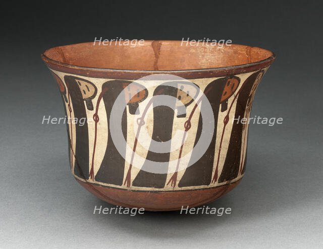 Small Bowl Depicting a Row of Abstract Trophy Heads, 180 B.C./A.D. 500. Creator: Unknown.