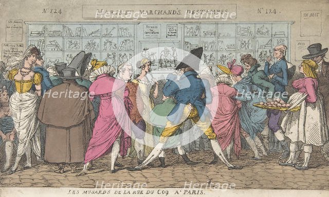 Les Musards de la Rue du Coq à Paris (Dawdlers of the Rue Coq, Paris), ca. 1810., ca. 1810. Creator: Thomas Rowlandson.